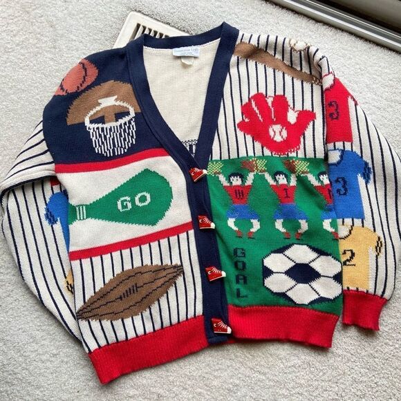 Vintage Ugly Sweater Game Day, Fall, Funky Tailgate, Teacher Knit All Over Print - Picture 1 of 11